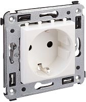 Розетка с заземлением без рамки DKC Avanti 1-м. шторки белое облако картинка